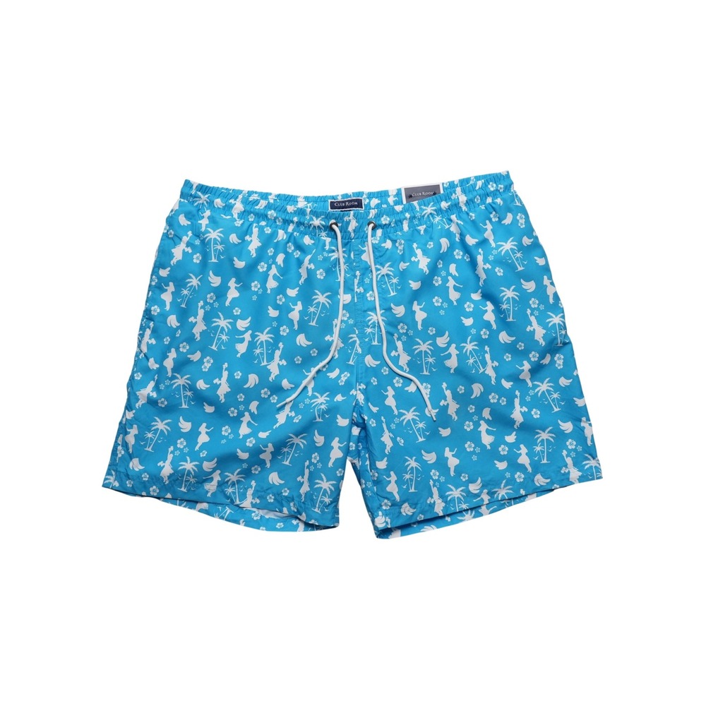 Club Room Swim Trunks Mens XXL Blue‎ Tropical Hula Dancer Print Quick Dry Liner
